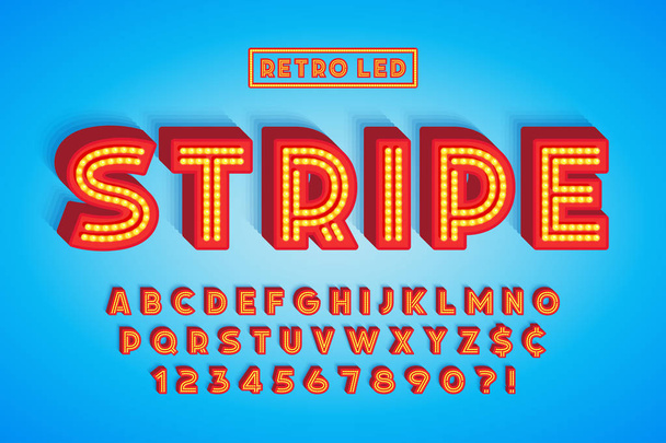 Retro led stripe font design, letters and numbers. - Vector, Image