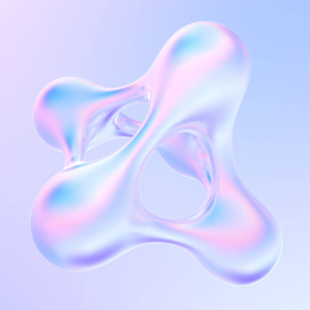 Splash of holographic liquid metal 3d rendering fluid shape - Photo, Image