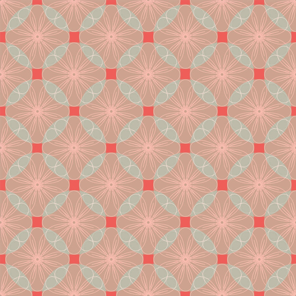 Geometric abstract circle flowers and squares seamless vector pattern design background print. EPS10 with transparency. - Vecteur, image