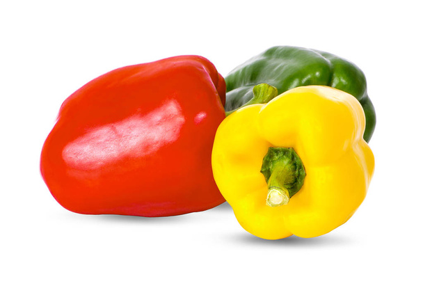 three bell peppers isolated on white background clipping path - Fotoğraf, Görsel