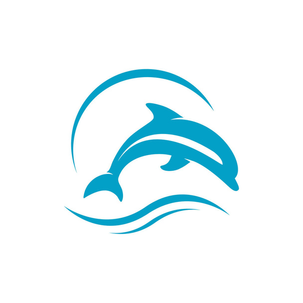 волн и прыгающих дельфинов логотипа дизайн векторных иллюстраций
 - Вектор,изображение