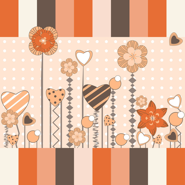 Flowers and hearts greeting - Vector, imagen