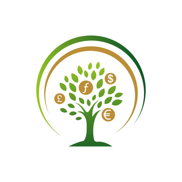 peníze stromové struktury logo návrh znaménko simbol vektor ilustrace - Vektor, obrázek