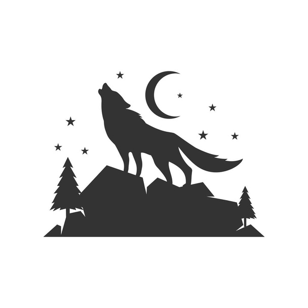 een Lone Wolf logo ontwerp achtergrond vector concept illustratie - Vector, afbeelding