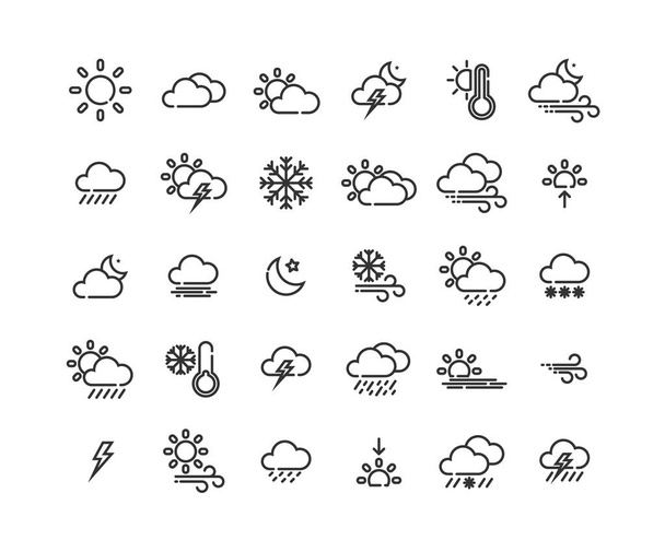 Набор значков погоды, Векторная иллюстрация
. - Вектор,изображение