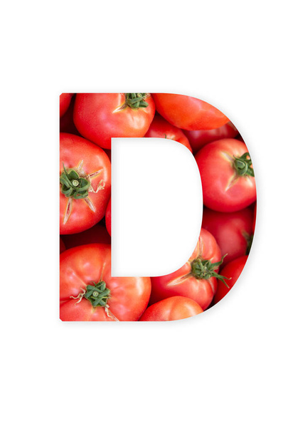 Letter D of Capital letters alphabet. Single letter Made of toma - Photo, Image