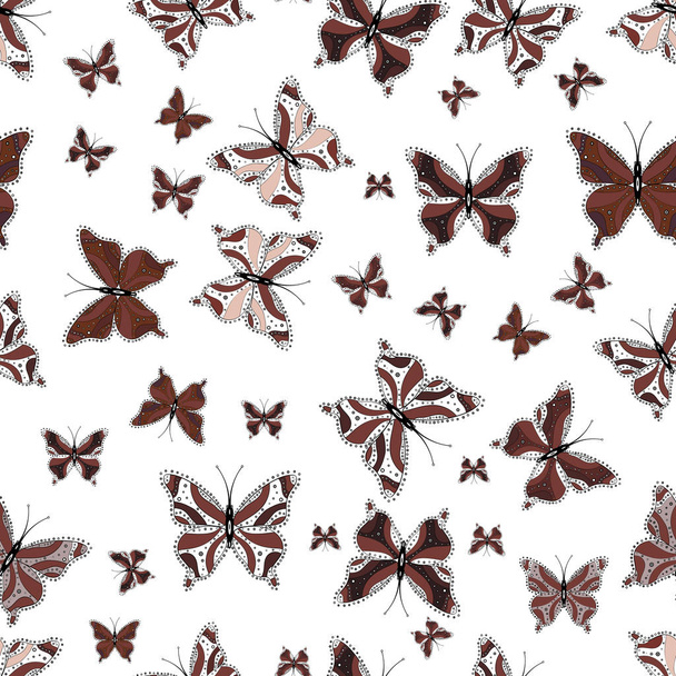 Sketch, doodle, scribble. Seamless pattern with butterflies. Vector illustration. Endless. Abstract seamless pattern for boys, girls, clothes, sketch. - Vetor, Imagem