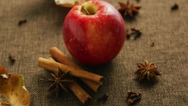 Ripe apple with aromatic spices - Footage, Video
