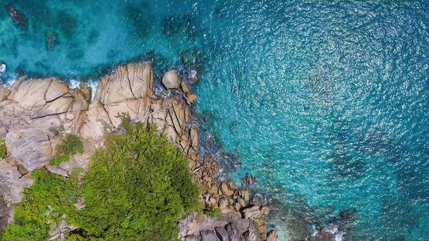 Острів sychelles. Ла-Діг накладні повітряні подання, анс джерело D'A - Фото, зображення