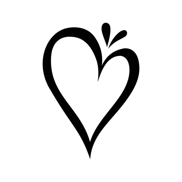 Büyük siyah el çizilmiş kalp - Vektör, Görsel