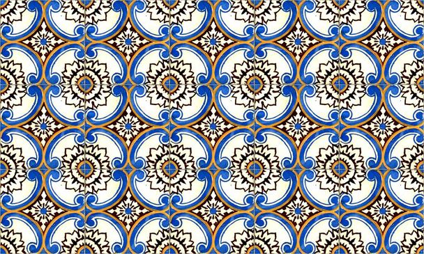 Portugal o España Azulejo Fondo Azulejo sin costura. Alta resolución
. - Foto, Imagen