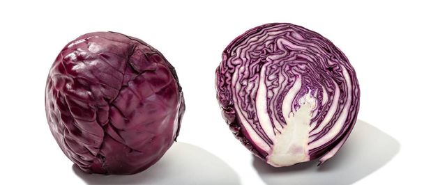Red cabbage one slice isolated on white background - Фото, зображення