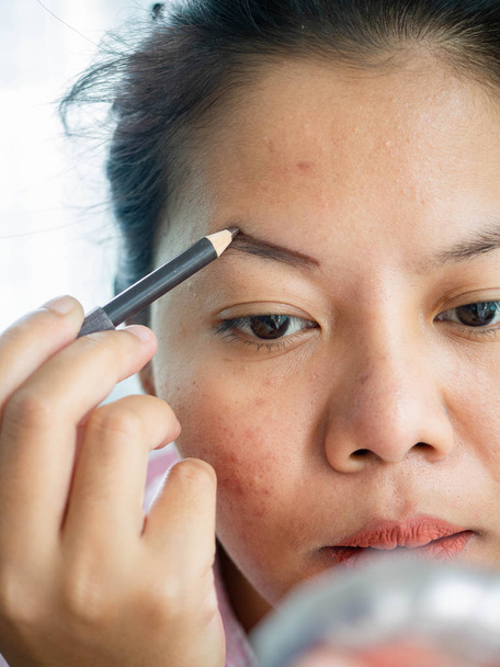 Women make up with cosmetics,Remove wrinkles,Clear skin,beautiful woman,Asian,facial,acne - Фото, зображення