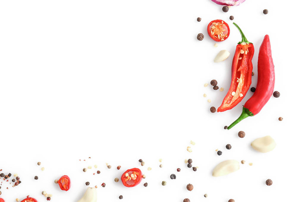Different spices on white background - Photo, Image