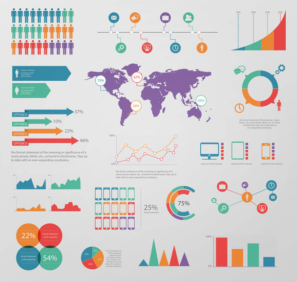 インフォ グラフィック グラフィック ビジネス図グラフ バナー リボン タグ矢印要素パターン - ベクター画像