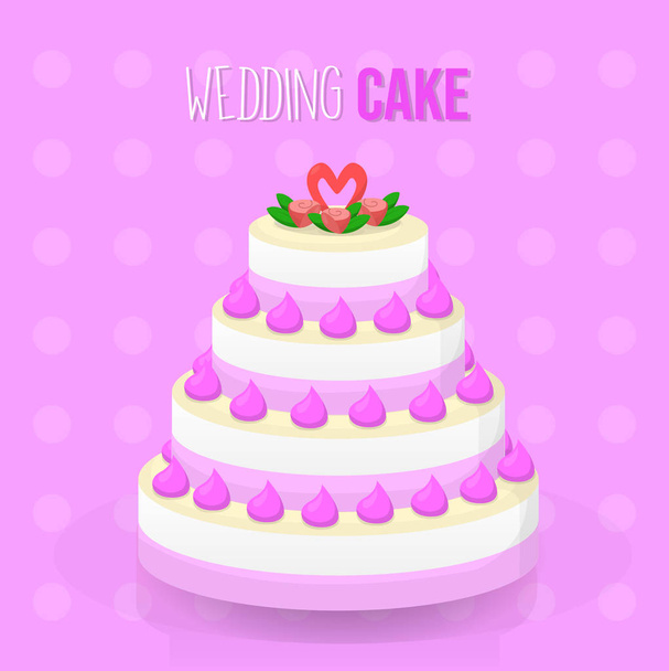 Wedding cake strawberry illustration design - Вектор,изображение