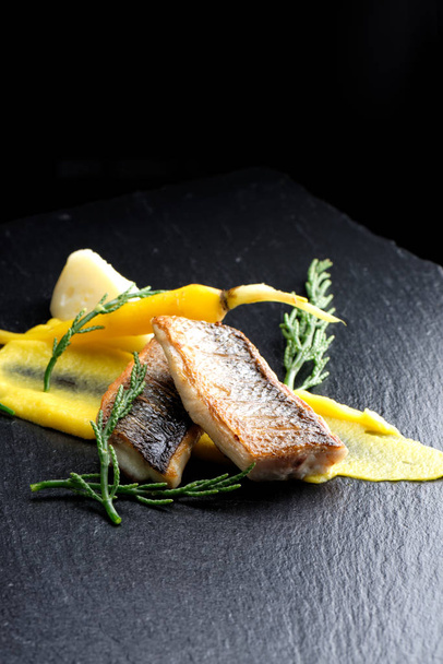 Fine dining Seabass fillets  - Photo, Image
