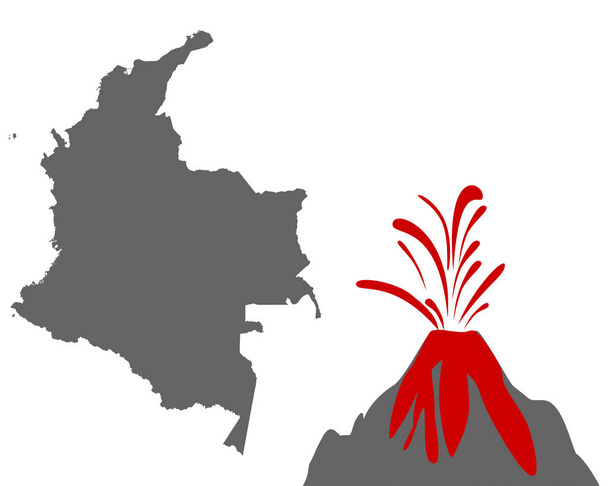 Mapa Kolumbii z wulkanem  - Wektor, obraz
