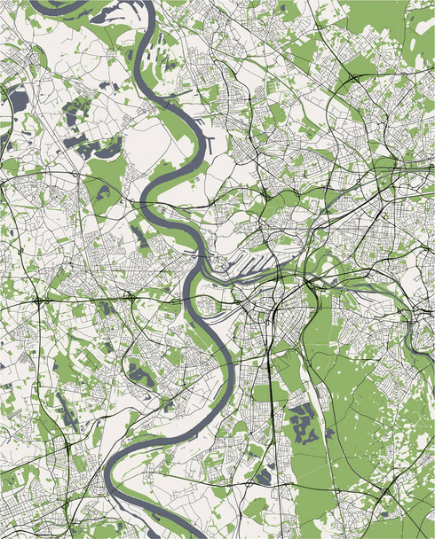 Karte der Stadt Düsseldorf, Deutschland - Vektor, Bild