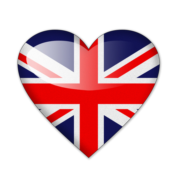 Heart flag Britain in white background - Photo, Image