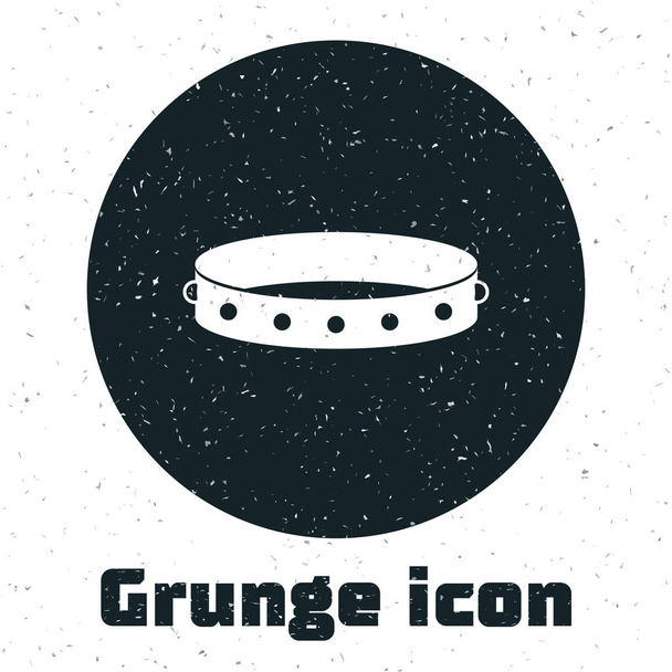 Grunge kožený fetišový límec s kovovými hroty na ikoně povrchu izolované na bílém pozadí. Fetišní příslušenství. Sexuální hračka pro muže a ženu. Vektorová ilustrace - Vektor, obrázek