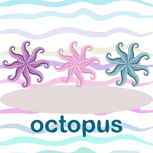 Octopus fresh seafood. Vector backgroung. Food and restaurant design. - Vektor, kép