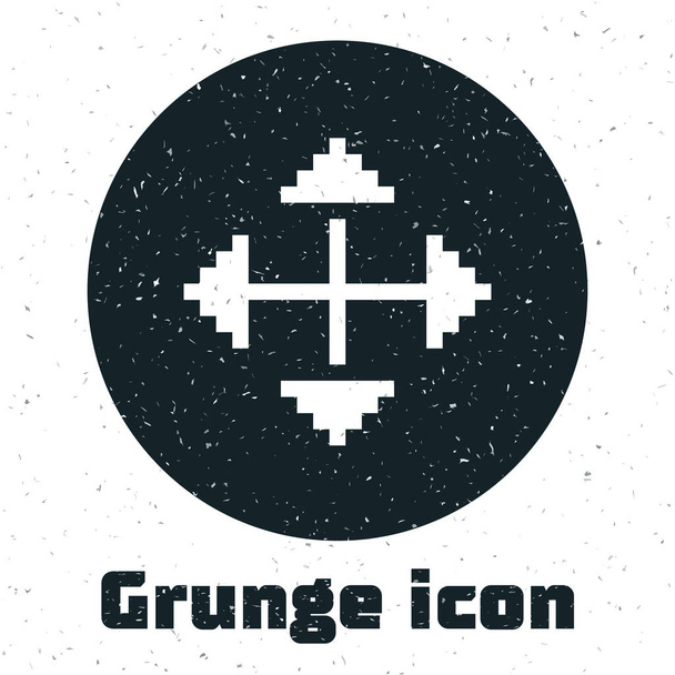 Grunge obrazové šipky ve čtyřech směrech ikona izolované na bílém pozadí. Znak přesunu kurzoru. Vektorová ilustrace - Vektor, obrázek