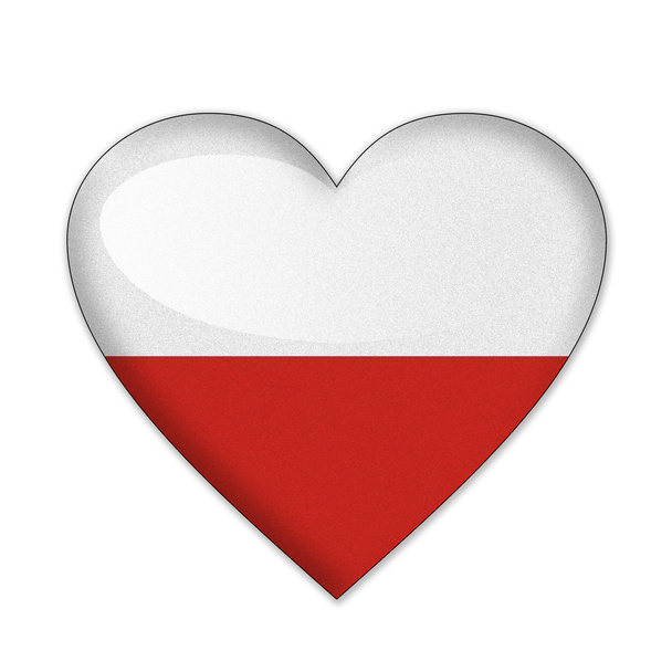 Drapeau Pologne en forme de coeur isolé sur fond blanc
 - Photo, image