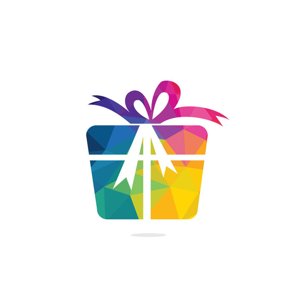 Geschenk box vector logo ontwerp. illustratie van de doos van de gift aanwezig, groeten, verrassen. Groet box of doos van de gift wrap. - Vector, afbeelding