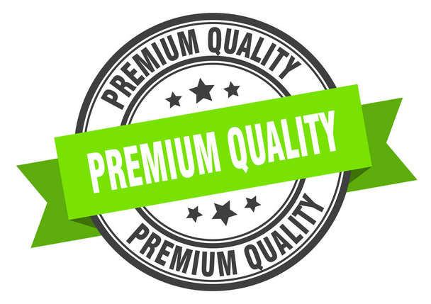 premium quality label. premium quality green band sign. premium quality - ベクター画像