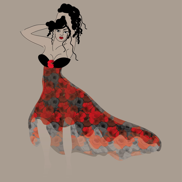 Красивое маковое платье
 - Вектор,изображение