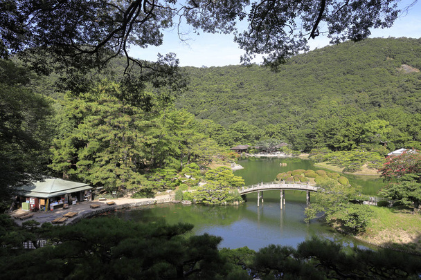 south lake, view from Hirai hill in Ritsurin garden, Takamatsu, Kagawa, Japan - Photo, Image