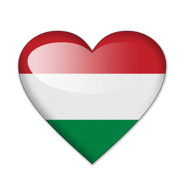 Drapeau Hongrie en forme de coeur isolé sur fond blanc
 - Photo, image