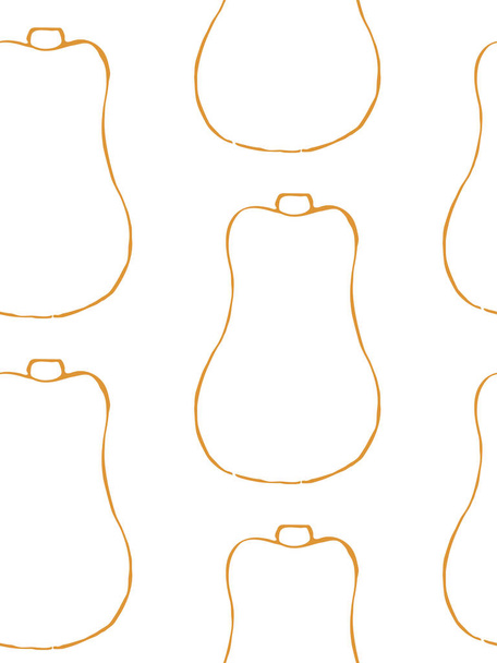 Vektor nahtloses Muster mit handgezeichneten Umrissen von Kürbissen - Vektor, Bild