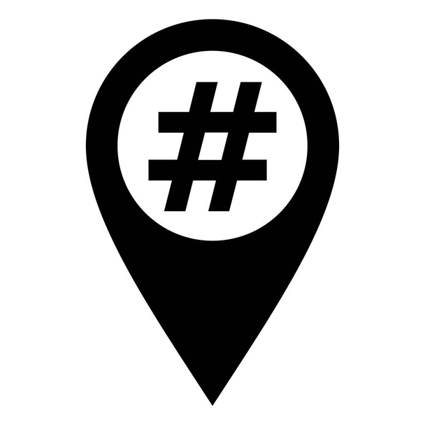 Hashtag and location pin - Vektör, Görsel