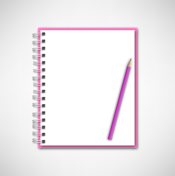 Pink Notebook and Pencil - Vetor, Imagem
