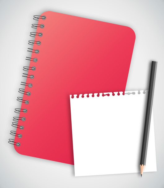 Cuaderno rojo con papel roto
 - Vector, imagen