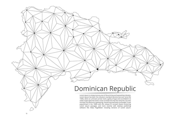 Мапа зв'язку Домініканської Республіки. Векторний низькополе зображення глобальної карти з вогнями у вигляді міст або густоти населення, що складається з точок і фігур у вигляді зірок і простору. - Вектор, зображення