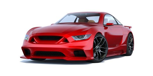 3D renderowanie zupełnie mniej ogólnego samochodu koncepcyjnego w środowisku studio - Zdjęcie, obraz