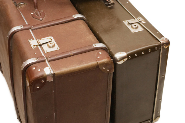 Two old suitcases isolated on white - Valokuva, kuva