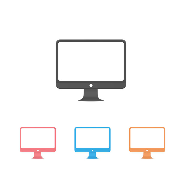 Monitor computer set icon. Frame monitor mock up with blank white screen. Vector - Vector, Image
