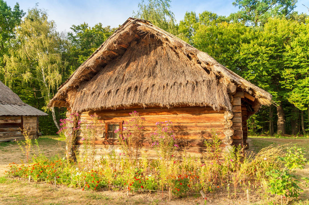 Staroukrajinský dům Toto je chata devatenáctého století ve vesnici Pirogovo - Fotografie, Obrázek