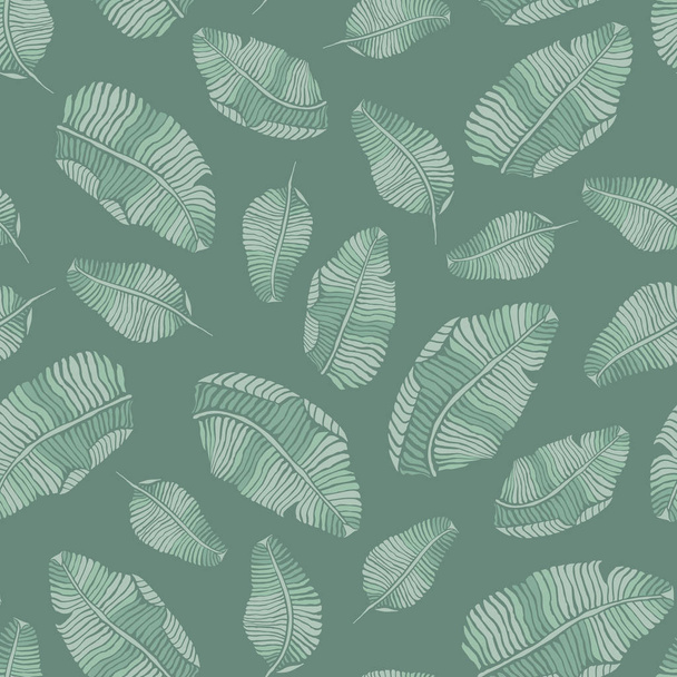 Green banana leaves vector seamless tropical pattern for fabric, wallpaper, backgrounds or scrapbooking projects. - Vektor, Bild