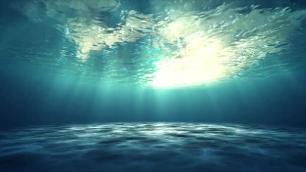 3D animation underwater of ocean waving, Beautiful sun shines through underwater - Footage, Video