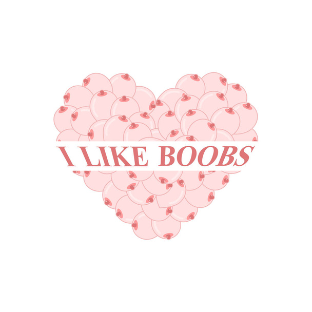 I like boobs. I love tits. vector illustration - Vector, Imagen