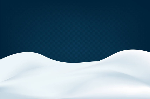 Реалистичные сугробы. Зимний снежный абстрактный фон. Замороженный пейзаж со снежными шапками. Украшение на Рождество или Новый год. Векторная иллюстрация
. - Вектор,изображение