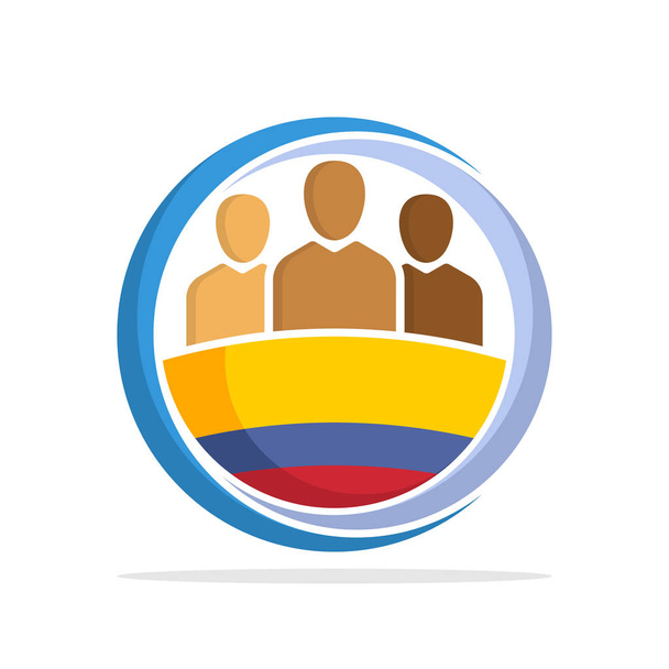 Ilustrowana ikona z koncepcją społeczności narodowej Kolumbii - Wektor, obraz