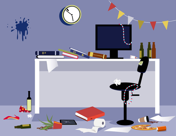 Interno di un ufficio disordinato dopo una festa selvaggia in ufficio, illustrazione vettoriale EPS 8
 - Vettoriali, immagini