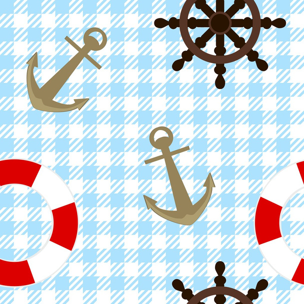 θαλάσσια σύμβολα ατελείωτες μοτίβο - Διάνυσμα, εικόνα