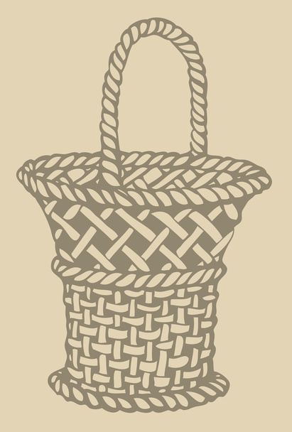 Vector. Monochrome picture of decorative wickerwork basket - Vector, Image